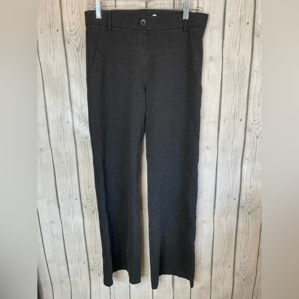 Betabrand Classic Dress Yoga Pants Medium‎ Petitie Ponte Knit Gray Boot-Cut.